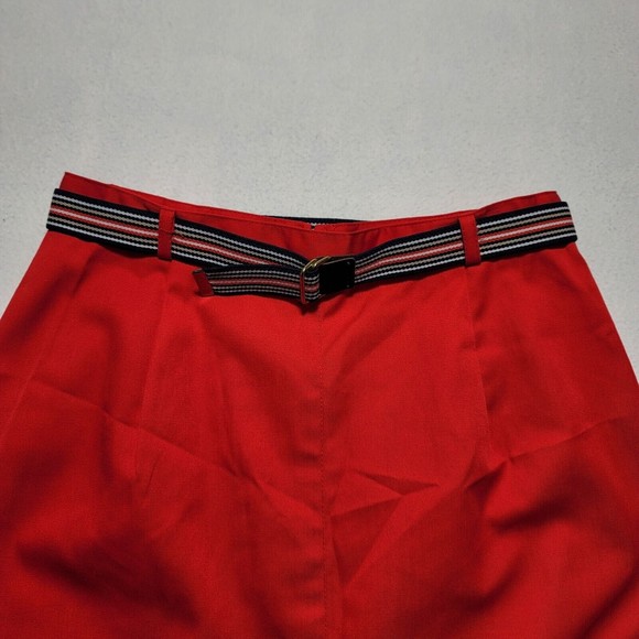 VTG Panther Skirt Red Midi Women's Size 09 / 10 Made in USA with Belt - Picture 2 of 11